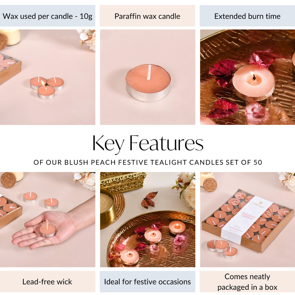 Festive Tealight Candles Peach Set Of 50 Nestasia