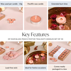 Festive Tealight Candles Peach Set Of 50 Nestasia
