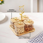 Gold Accent Jars With Stand Set Of 5 380ml Nestasia