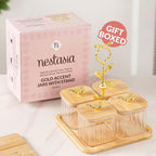 Gold Accent Jars With Stand Set Of 5 380ml Nestasia
