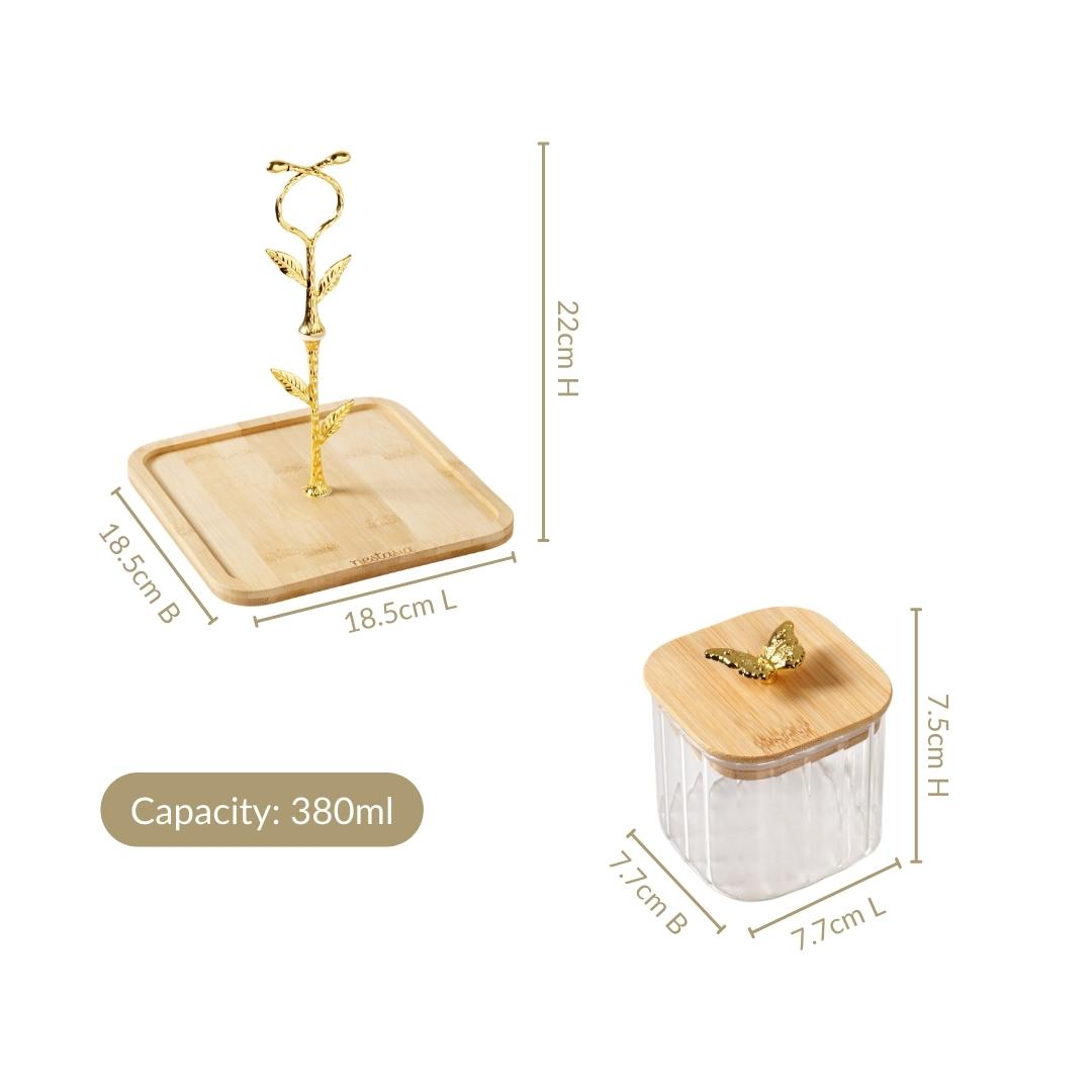 Gold Accent Jars With Stand Set Of 5 380ml Nestasia