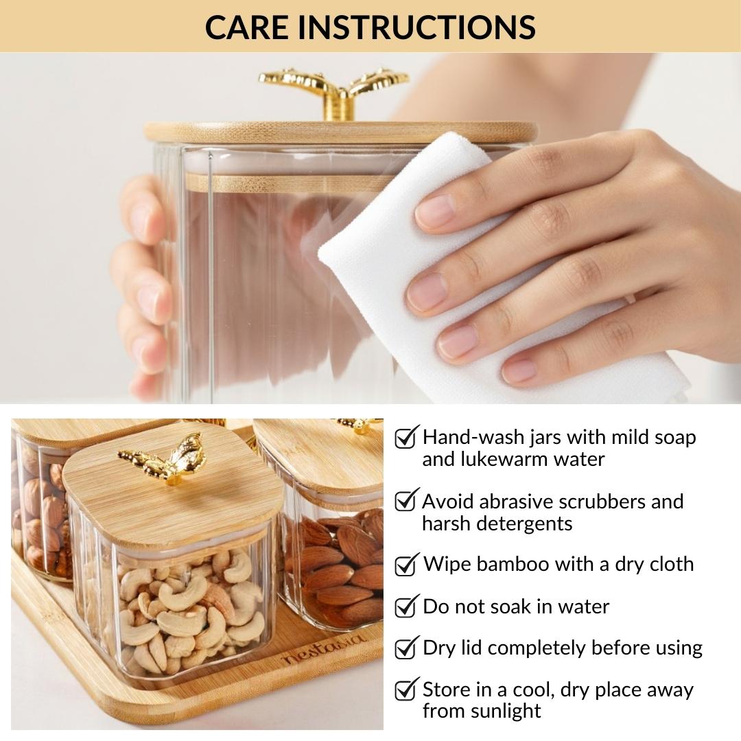 Gold Accent Jars With Stand Set Of 5 380ml Nestasia