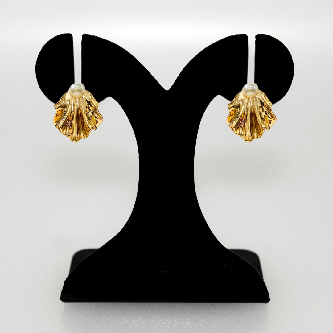 Fluid Dynamics Gold And Pearl Earrings Nestasia