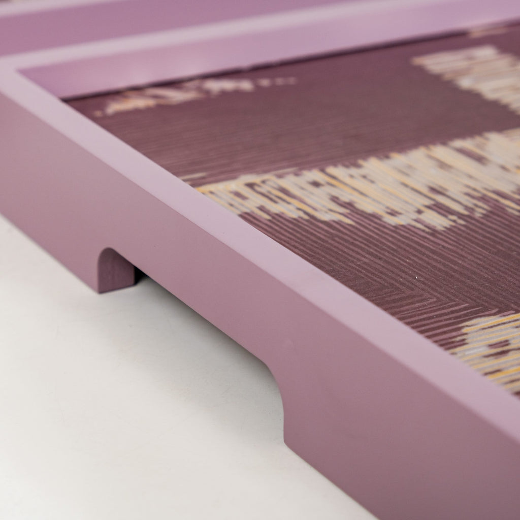 Modern Abstract Art Tray Set Of 2 Purple Matte Gold Nestasia