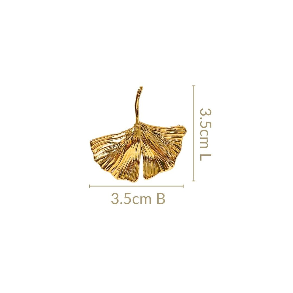 Gold Ginkgo Leaf Earrings Nestasia