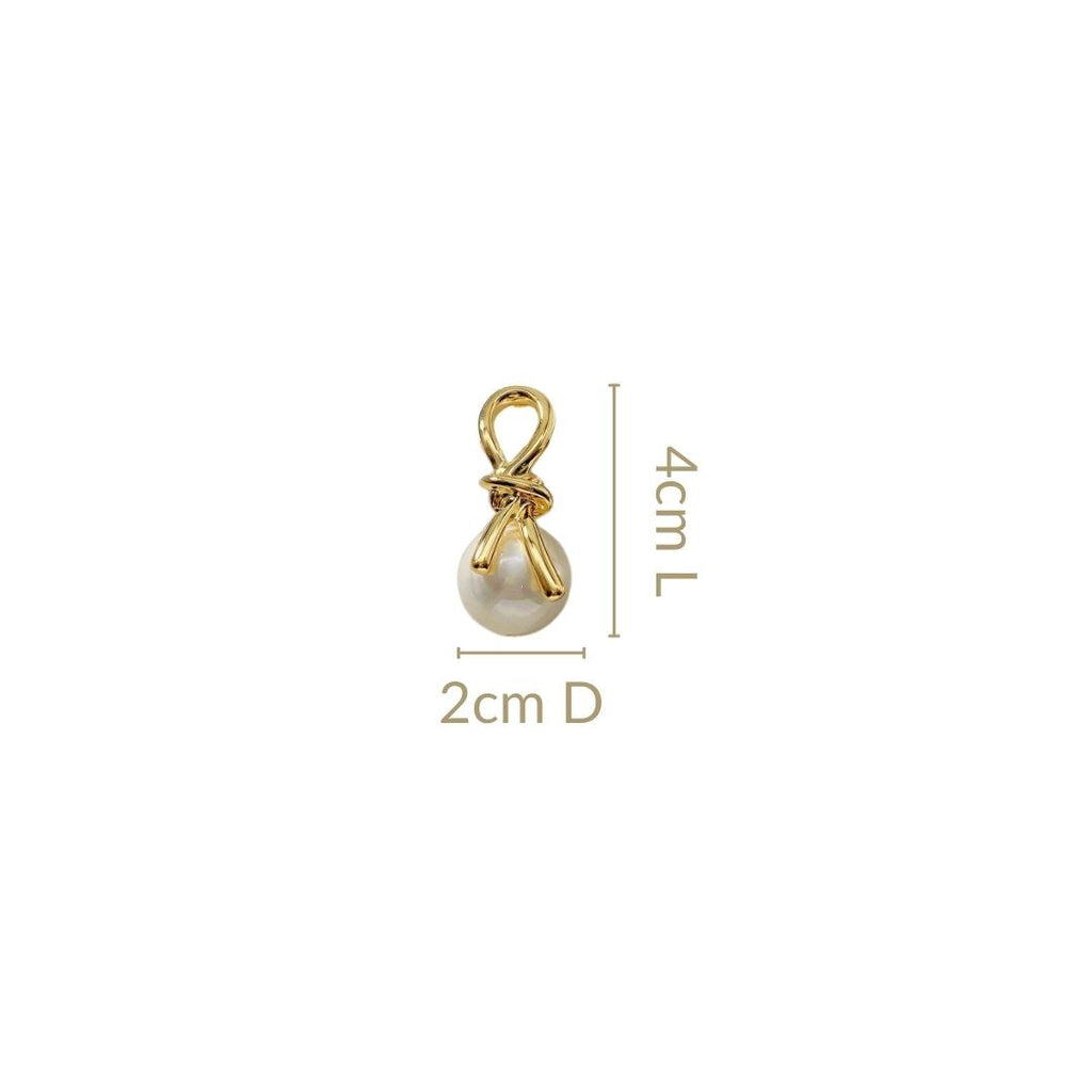 Gold Knot Lustrous Pearl Drop Earrings Nestasia