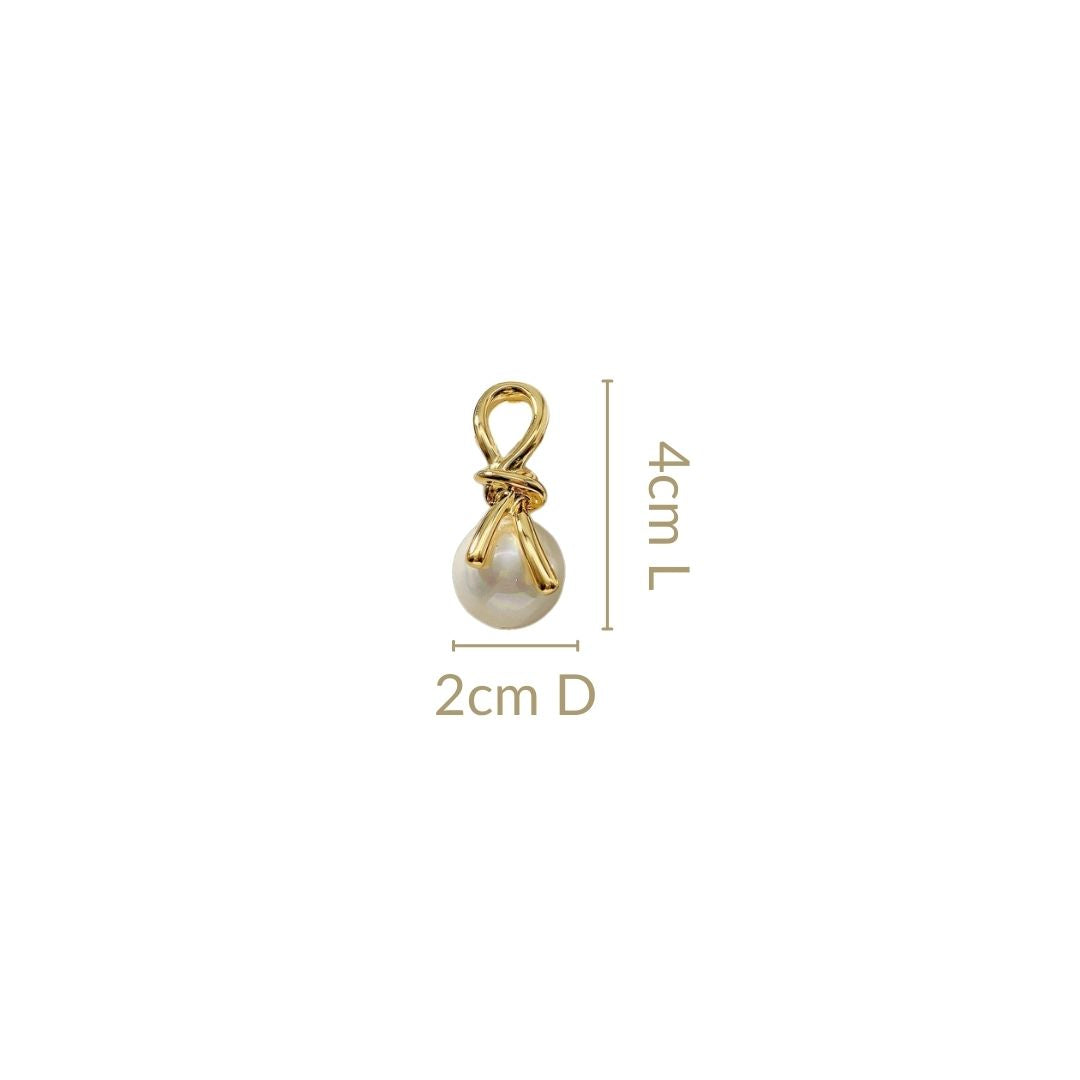 Gold Knot Lustrous Pearl Drop Earrings Nestasia