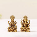 Laxmi And Ganpati Pure Brass Idol Set Of 2 4cm Nestasia