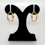Gold Ribbon Oval Hoop Earrings Nestasia