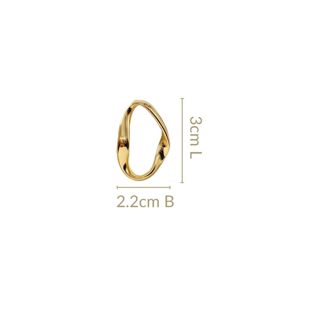 Gold Ribbon Oval Hoop Earrings Nestasia