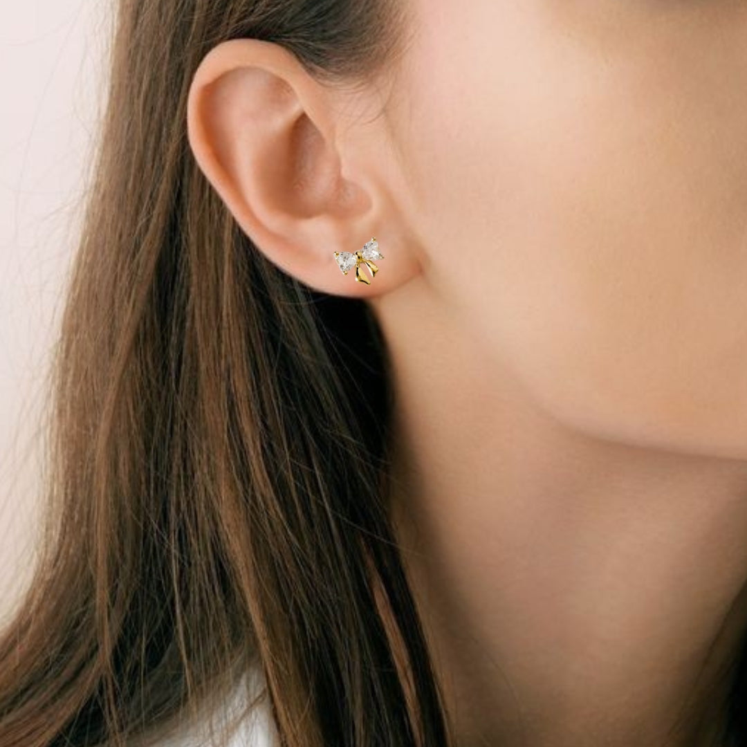 Gold Ribbon Radiance Studs Set Of 3 Nestasia