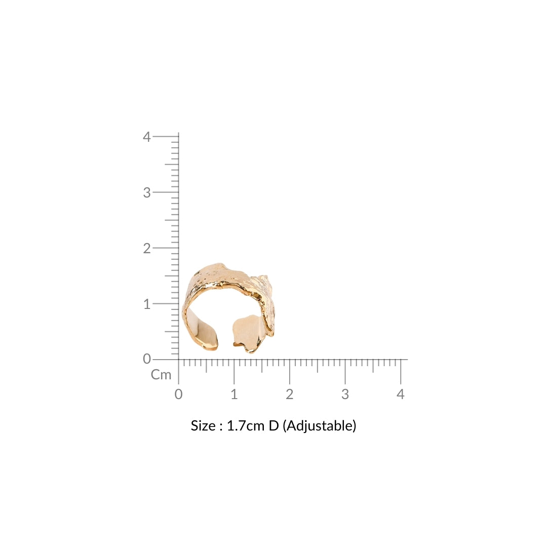 Gold Terrain Textured Statement Ring Nestasia