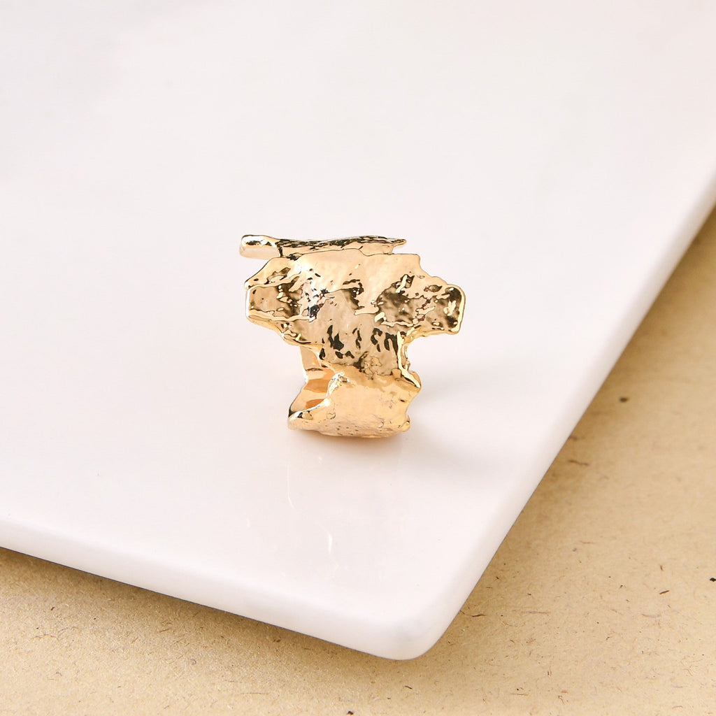 Gold Terrain Textured Statement Ring Nestasia