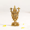 Tirupati Balaji Fine Carving Jewellery Finish Pure Brass Idol 7cm Nestasia