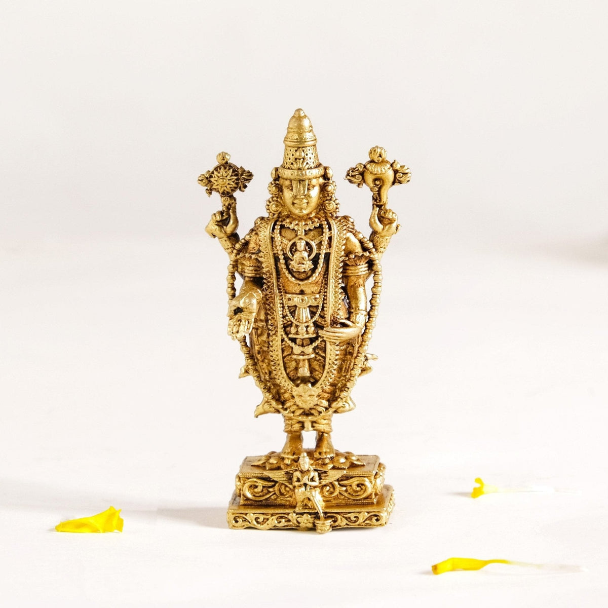 Tirupati Balaji Fine Carving Jewellery Finish Pure Brass Idol 7cm Nestasia