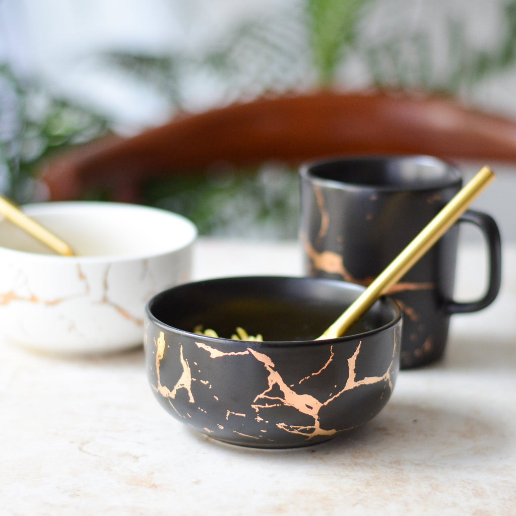 Black Marble Bowl 400 ml Nestasia