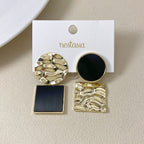 Golden Aura Black Stone Drop Earrings Nestasia