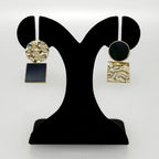 Golden Aura Black Stone Drop Earrings Nestasia