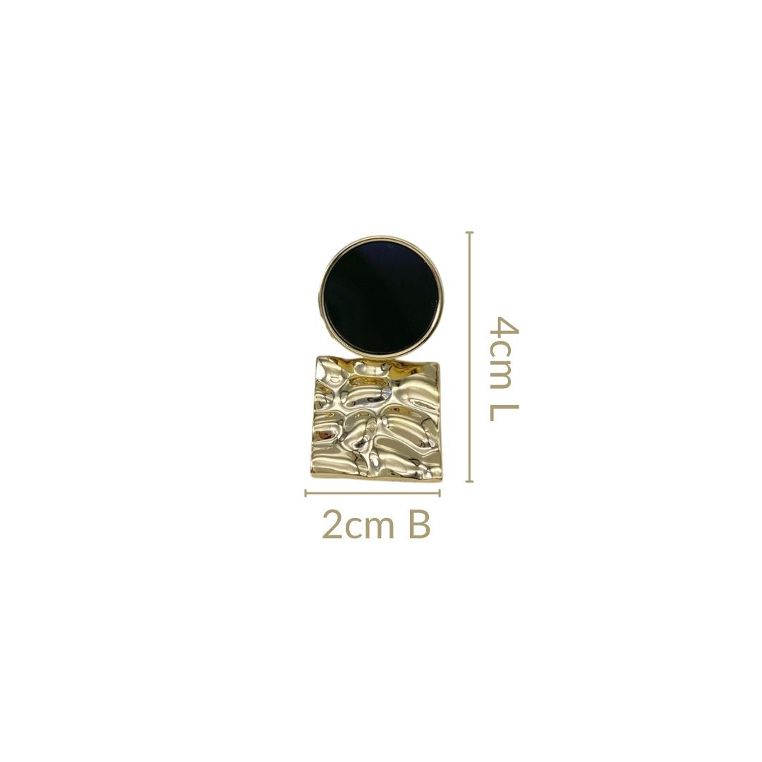 Golden Aura Black Stone Drop Earrings Nestasia