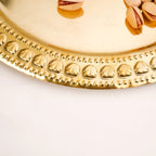 Veda Pure Brass Round Tray With Embossed Design 26cm Nestasia