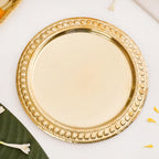Veda Pure Brass Round Tray With Embossed Design 26cm Nestasia