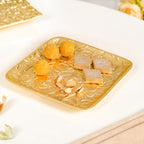 Golden Crest Floral Metal Decorative Tray Nestasia