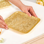 Golden Crest Floral Metal Decorative Tray Nestasia