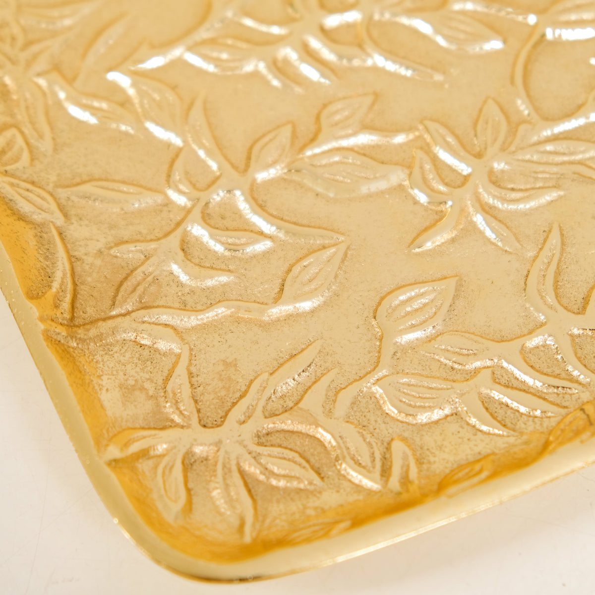 Golden Crest Floral Metal Decorative Tray Nestasia