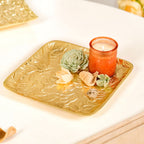 Golden Crest Floral Metal Decorative Tray Nestasia