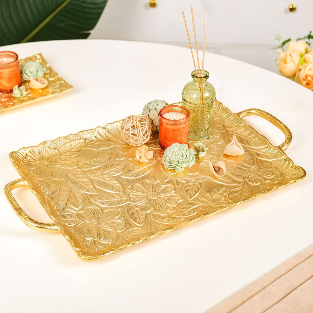 Golden Crest Royalcore Embossed Metal Tray Large Nestasia