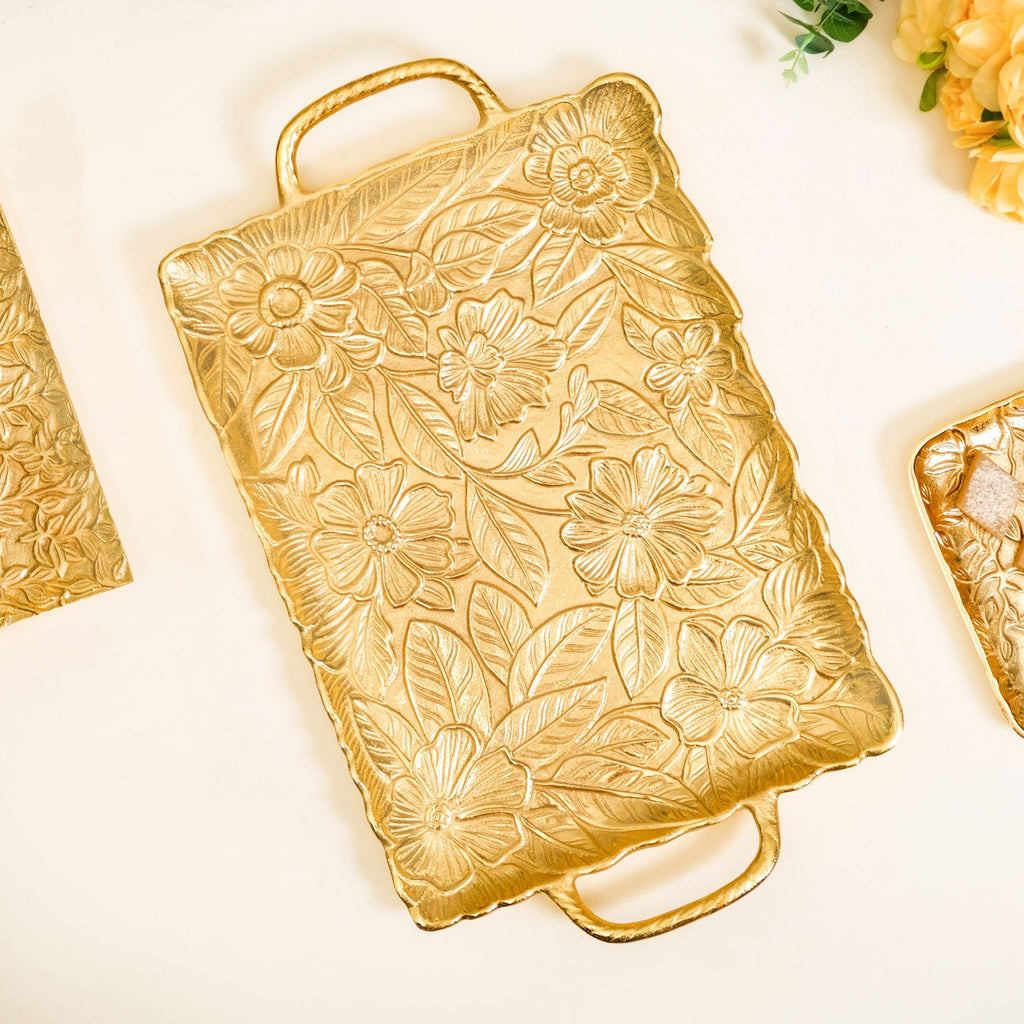 Golden Crest Royalcore Embossed Metal Tray Large Nestasia