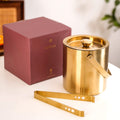Ice Bucket And Tongs Set With Golden Finish 2000ml Nestasia