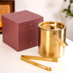 Ice Bucket And Tongs Set With Golden Finish 2000ml Nestasia