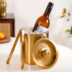 Ice Bucket And Tongs Set With Golden Finish 2000ml Nestasia