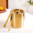 Ice Bucket And Tongs Set With Golden Finish 2000ml Nestasia
