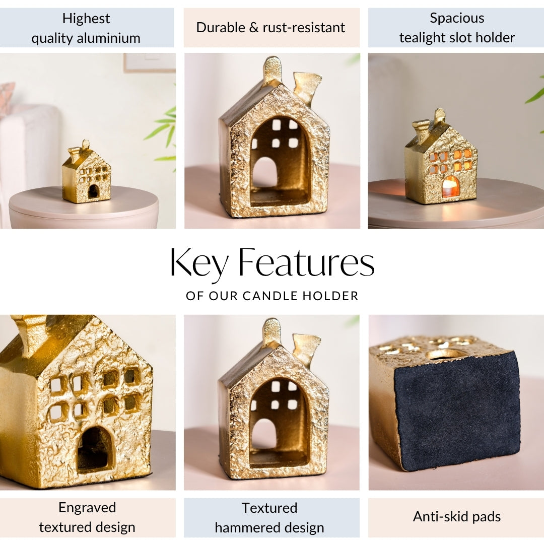 Golden Nest Mini House Tealight Holder Nestasia