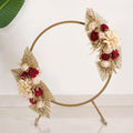 Golden Round Metal Backdrop Stand With Rose Decorations 28 Inch Nestasia