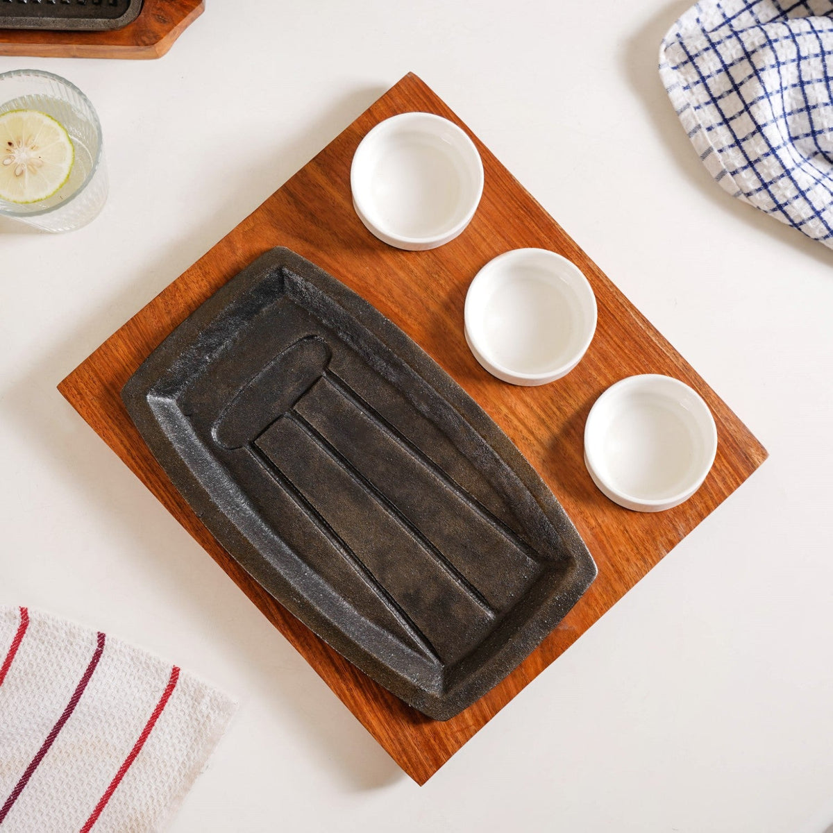Gourmet Sizzler Plate And Ceramic Bowl Set Nestasia