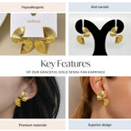 Graceful Gold Sensu Fan Earrings Nestasia