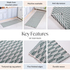 Green Boho White Floor Runner Cotton Mat 130x50cm Nestasia