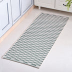 Green Boho White Floor Runner Cotton Mat 130x50cm Nestasia