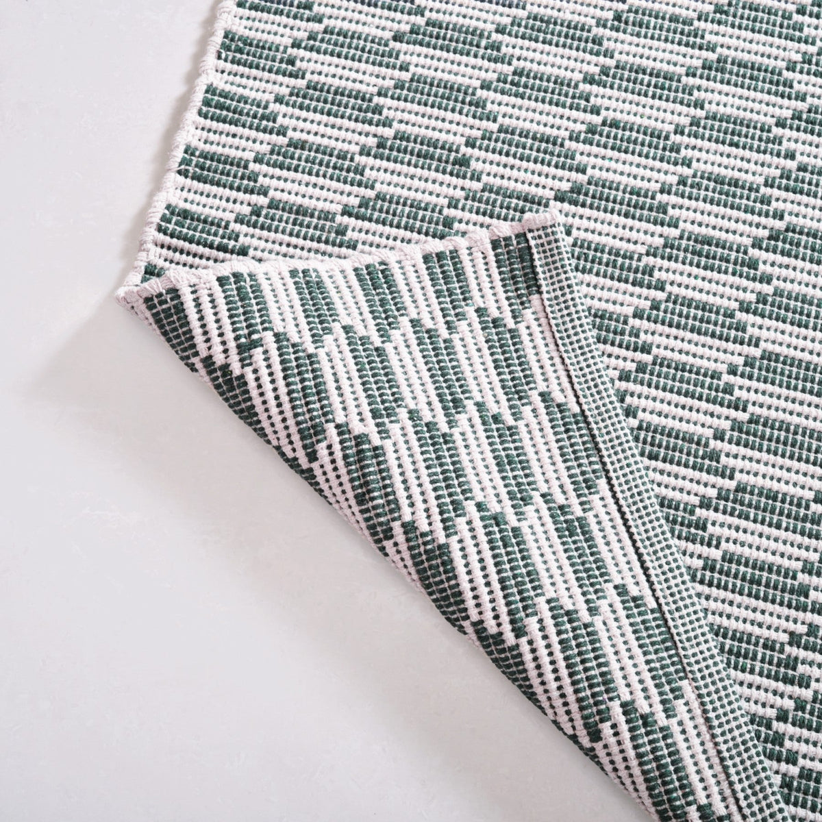 Green Boho White Floor Runner Cotton Mat 130x50cm Nestasia