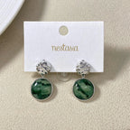 Green Marble Dainty Drop Earrings Nestasia
