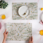 Rectangular Green Poppy Printed Placemats Set Of 6 Nestasia