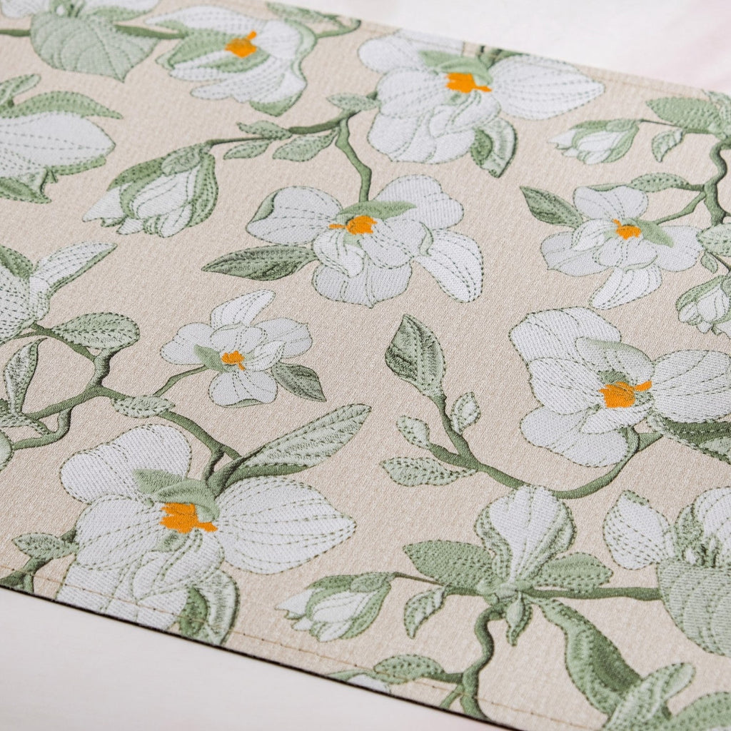 Rectangular Green Poppy Printed Placemats Set Of 6 Nestasia