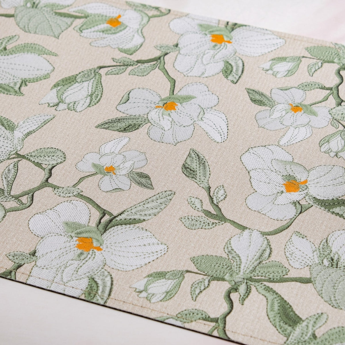Rectangular Green Poppy Printed Placemats Set Of 6 Nestasia