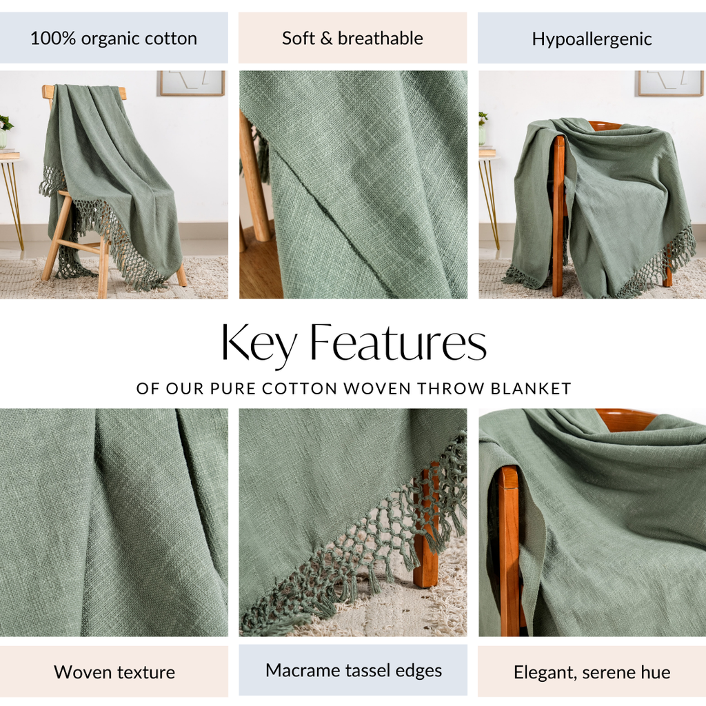 Pure Cotton Woven Throw Blanket Nestasia