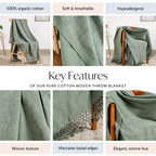 Pure Cotton Woven Throw Blanket Nestasia