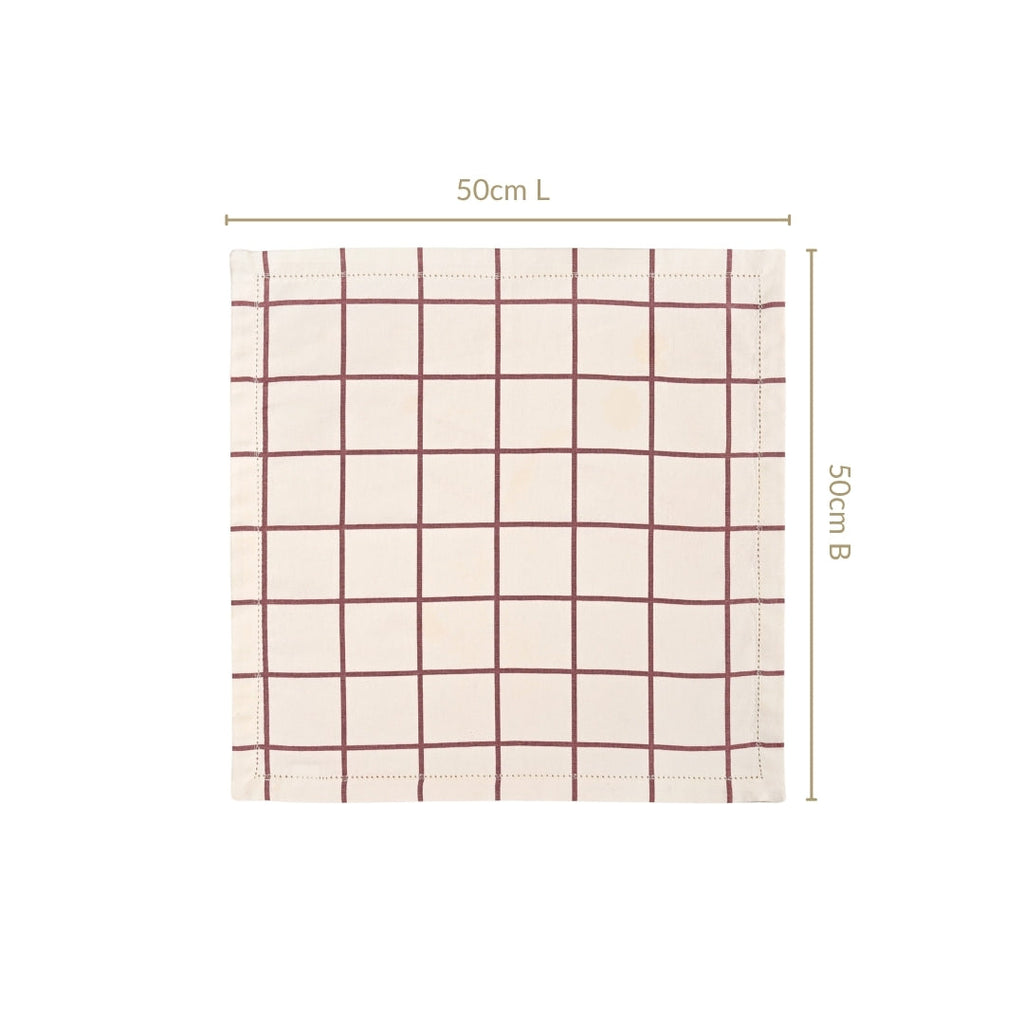 Mauve Grid Cotton Table Napkin Set Of 4 Nestasia