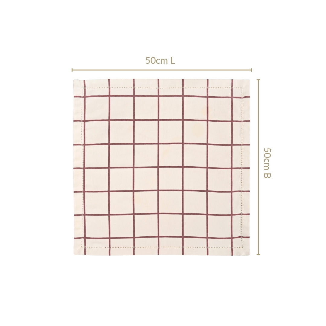 Mauve Grid Cotton Table Napkin Set Of 4 Nestasia